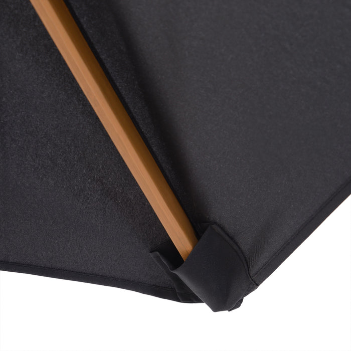 Wooden Garden Patio Umbrella 2.5m - Weather-Resistant Outdoor Parasol in Elegant Black - Ideal Sunshade for Backyard Comfort & UV Protection