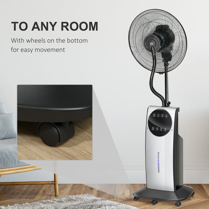 Humidifying Misting Pedestal Fan with Water Spray - 3-Speed Standing Fan, 3.1L Tank & Electric Mosquito Killer Feature, Black - Ideal for Cooling & Insect Control in Home or Outdoor Spaces