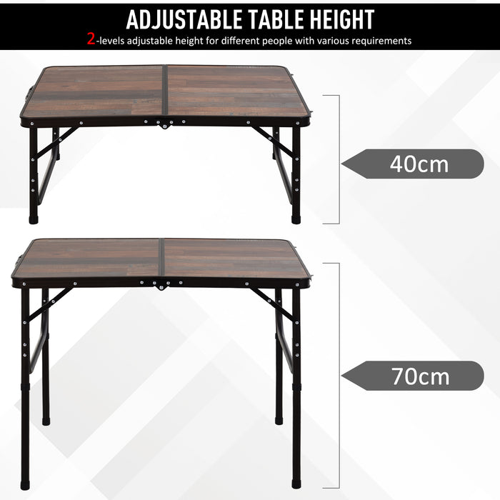 Height Adjustable 3ft Folding Table - Durable MDF Construction for Outdoor Activities - Perfect for Camping and Tailgating Events
