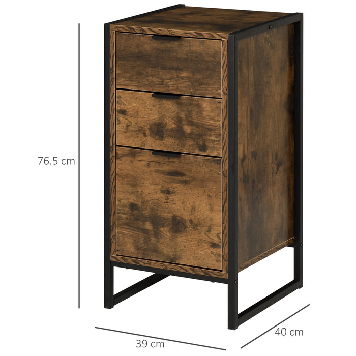 Industrial Storage Tower - Metal Frame with 3 Drawers, Freestanding Unit for Bedroom or Living Room Organization - Ideal for Home Clutter Control and Space Optimization