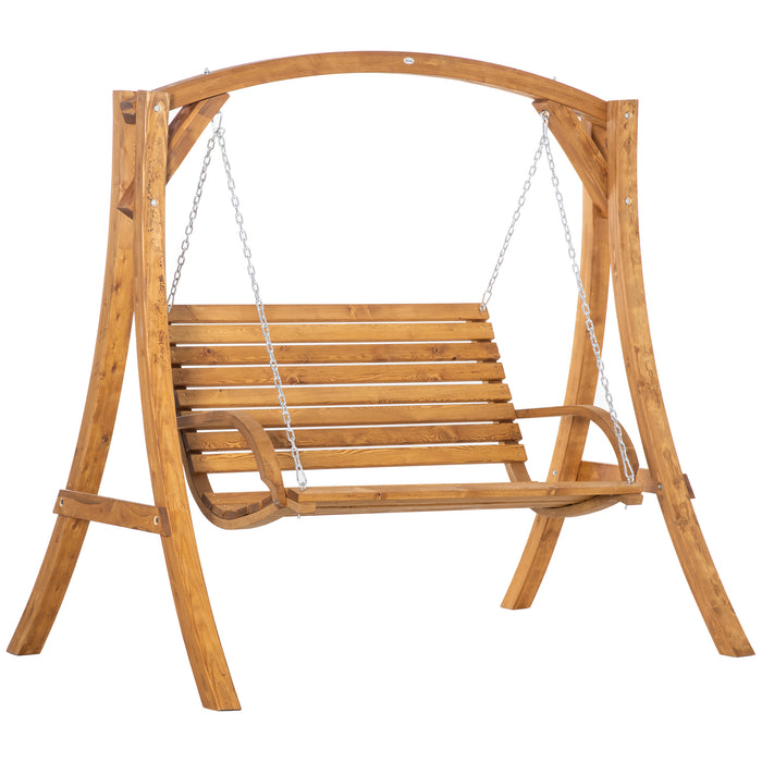 Outdoor 2-Person Wooden Garden Swing - Sturdy and Comfortable Bench, Ideal for Patio and Backyard Relaxation - Perfect for Couples and Small Families