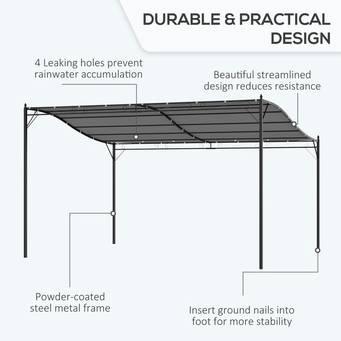 Metal Wall Gazebo Awning 4x3m - Canopy Marquee Shelter with Sturdy Frame for Outdoor Use - Ideal Garden and Patio Door Porch, Grey