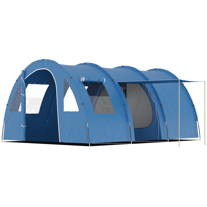 Spacious 5-6 Person Tunnel Tent - Dual-Room Design, Sewn-In Groundsheet, Dual Entrances, Portable with Carry Bag - Perfect for Family Camping, Fishing, and Outdoor Adventures