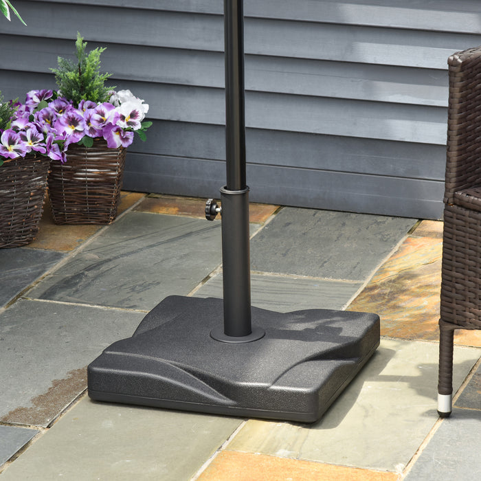 Heavy-Duty Square Cement Parasol Base - Black Umbrella Weight Stand for Outdoor Stability - Ideal for Garden, Patio and Poolside Use