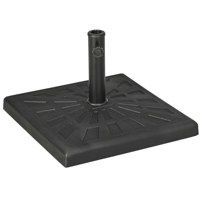 Resin Garden Umbrella Base 19kg - Square Parasol Stand for Φ32mm/Φ38mm/Φ48mm Poles, Outdoor Market Stability - Ideal for Patio, Balcony & Deck Shade Anchoring