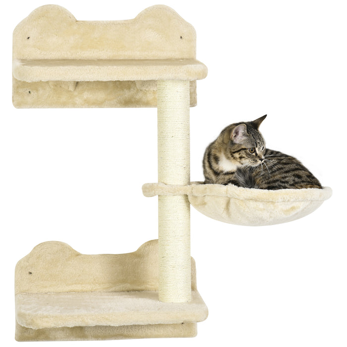 Cat Wall Playground Bundle - Includes Hammock, Steps, Platforms, & Scratching Post - Space-Saving Wall Mounted Design for Indoor Cats