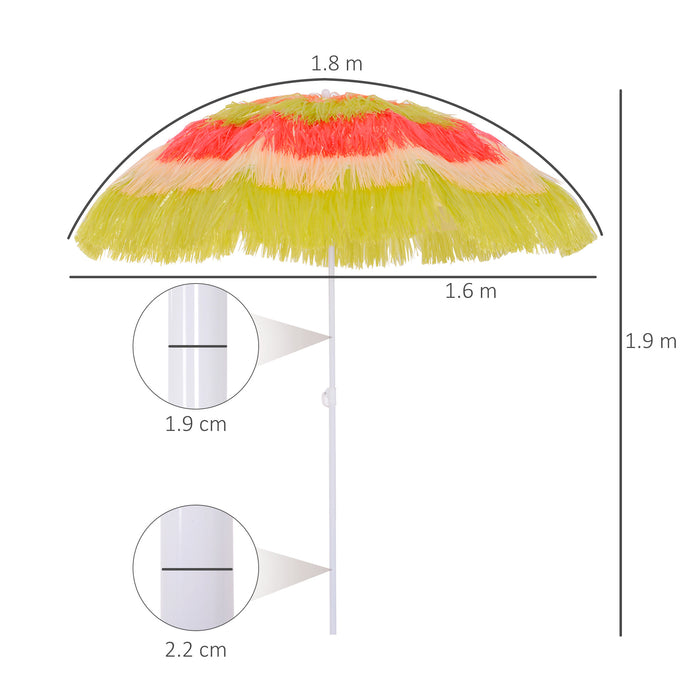 Foldable Hawaii Beach Umbrella - Colorful Rainbow Parasol for Sun Protection - Ideal for Beachgoers and Outdoor Enthusiasts