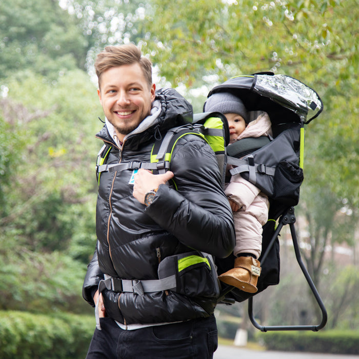 Ergonomic Baby Hiking Backpack Carrier with Hip Seat - Detachable Rain Cover, Adjustable Straps, & Standing Support - Perfect for Toddlers 6-36 Months Outdoor Adventures