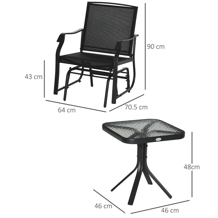 Glider Rocking Chair & Table Set - 2-Person Patio Bistro Set with Rocking Chairs & Matching Table - Ideal for Outdoor Relaxation and Socializing