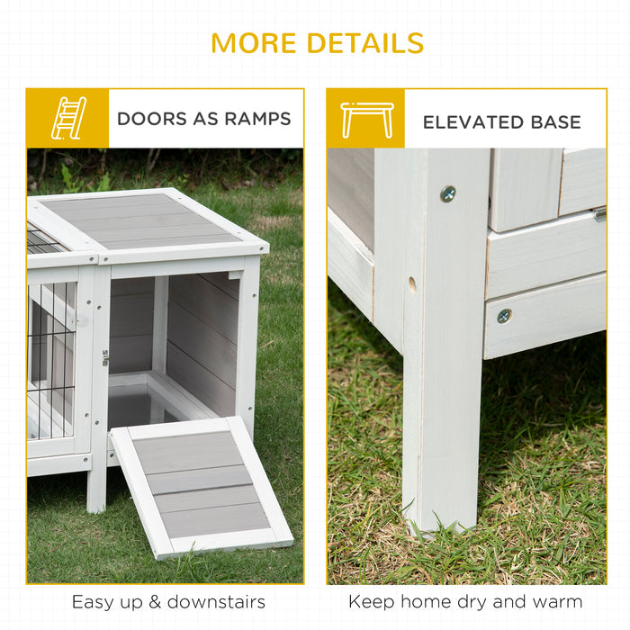 Indoor Wooden Rabbit Hutch & Guinea Pig Cage - Separable Bunny Run with Slide-out Tray for Easy Cleaning - Ideal Small Animal House for Comfort & Safety, 161cm Length, Grey