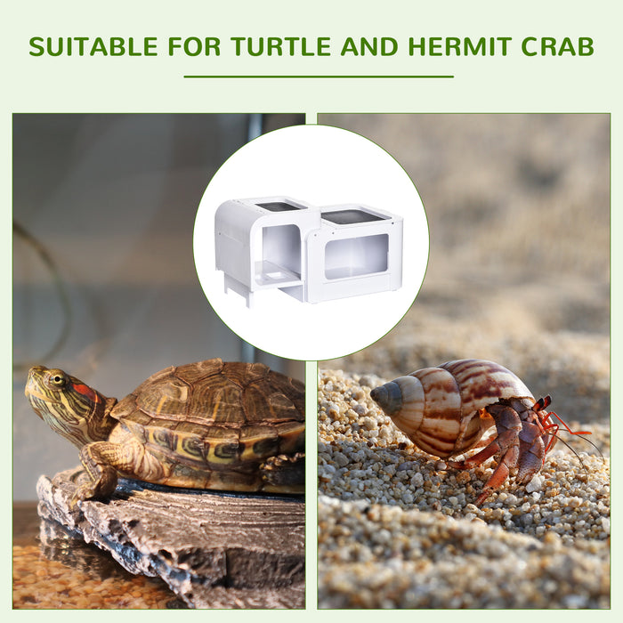 Reptile Habitat Starter Kit - Tortoise, Turtle Tank and Hermit Crab Enclosure with Water Area and Basking Platform - Ideal for Small Reptiles, 47x28x25cm Home Setup