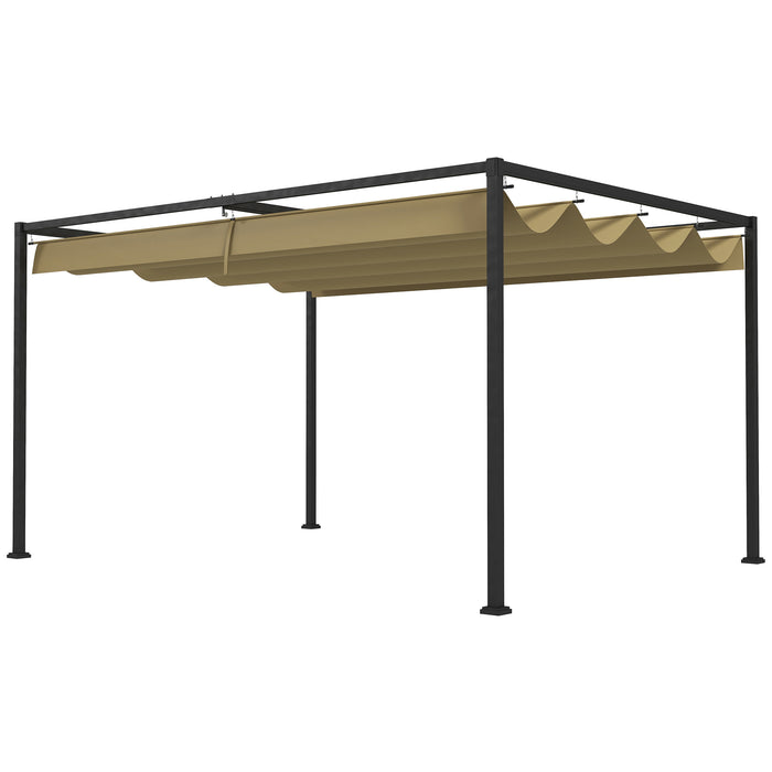 Metal Pergola 3x2m with Retractable Roof - Durable Garden Gazebo Canopy for Outdoor, Patio Use - Khaki Shelter Ideal for Entertainment and Relaxation