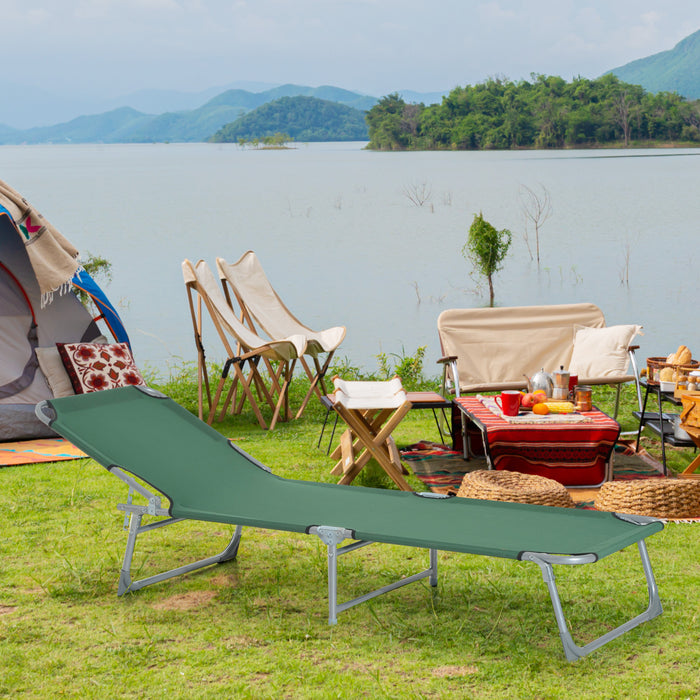 Adjustable Portable Lounger - Durable Oxford Cloth Construction in Green - Comfortable Outdoor Relaxation and Sunbathing Chair