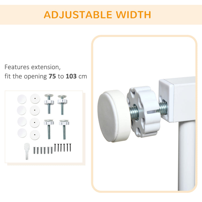 Pressure Fit Safety Gate - Auto-Closing Doorway and Staircase Barrier with Double Locking Feature - Ideal for Pets and Childproofing Homes