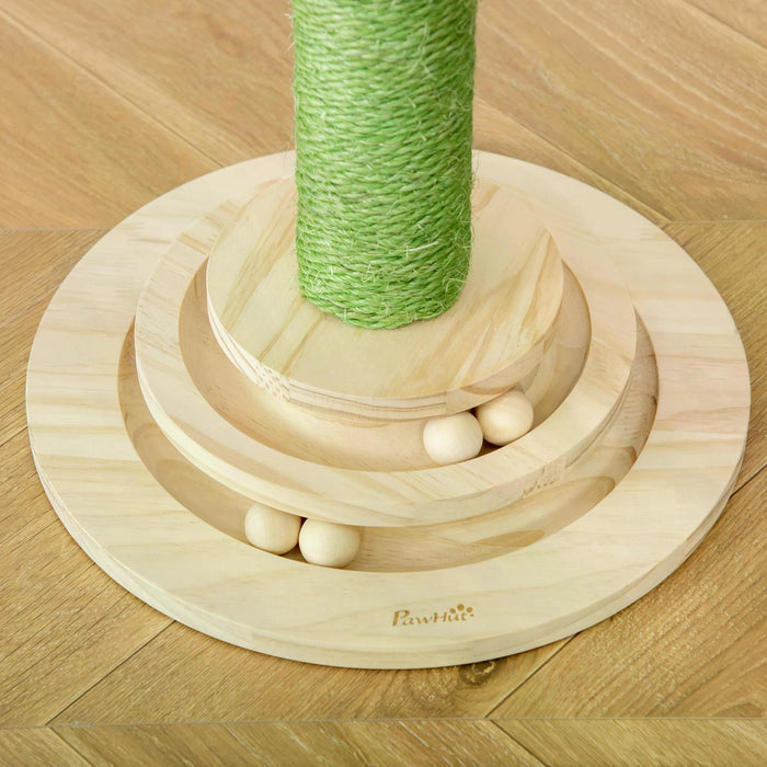 Cactus Cat Tree Tower - Sisal Scratching Post, Hanging Play Ball & Platform - Fun & Durable Kitten Furniture for Playtime