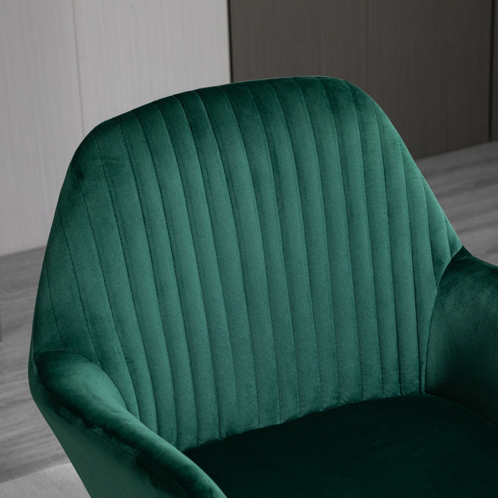 Upholstered Modern Armchair with Metal Base - Stylish Green Accent Chair for Living Room - Comfy Seating for Home Decor and Relaxation