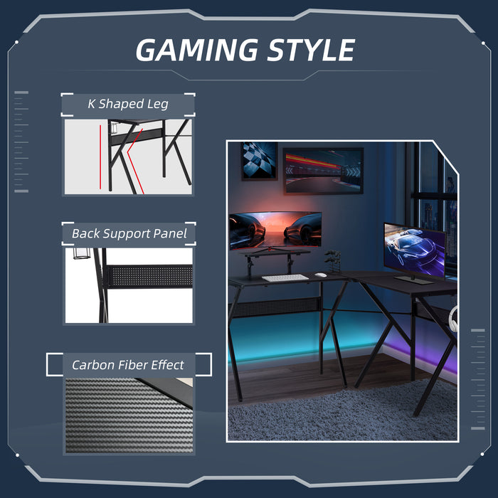 L-Shaped Gaming Desk - Corner Computer Table with Adjustable Monitor Stand, Home Office Workstation - Ideal for Gamers and Remote Workers