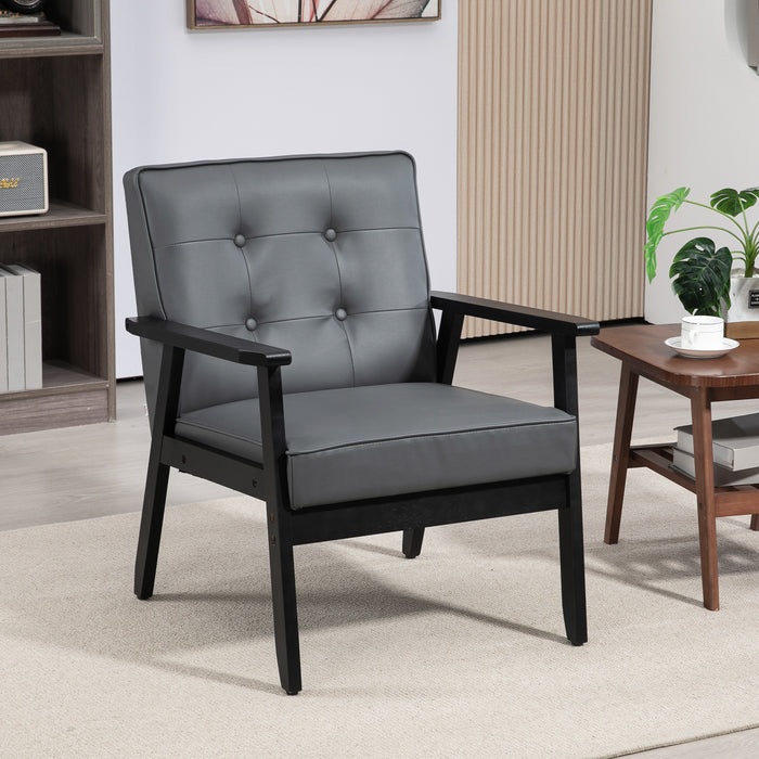 PU Leather Accent Chair - Stylish Armchair with Beech Wood Frame, Ideal for Living Room or Bedroom - Comfortable Seating for Home and Office Spaces