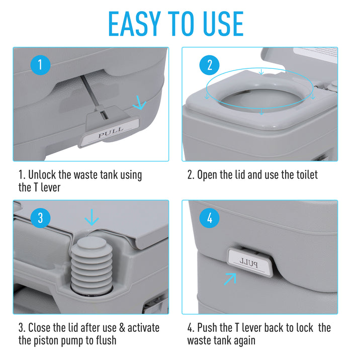 Compact Outdoor Camping Toilet with Carry Handle - Portable Grey Travel Commode for Convenience On-The-Go - Ideal for Campers, Road Trips, and Emergencies