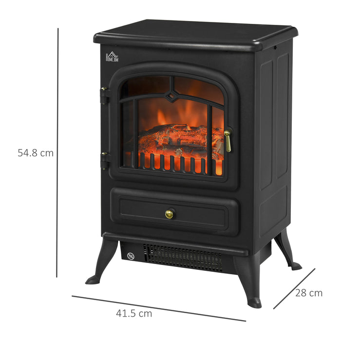 Electric Fireplace Heater 1850W - Sleek Black Design with Adjustable Thermostat - Ideal for Cozy Indoor Heating