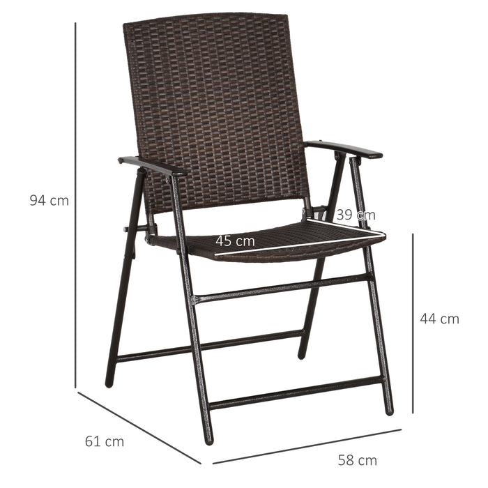 Rattan Chair 4-Piece Set - Foldable Wicker Garden Furniture with Steel Frame - Ideal for Poolside and Outdoor Seating