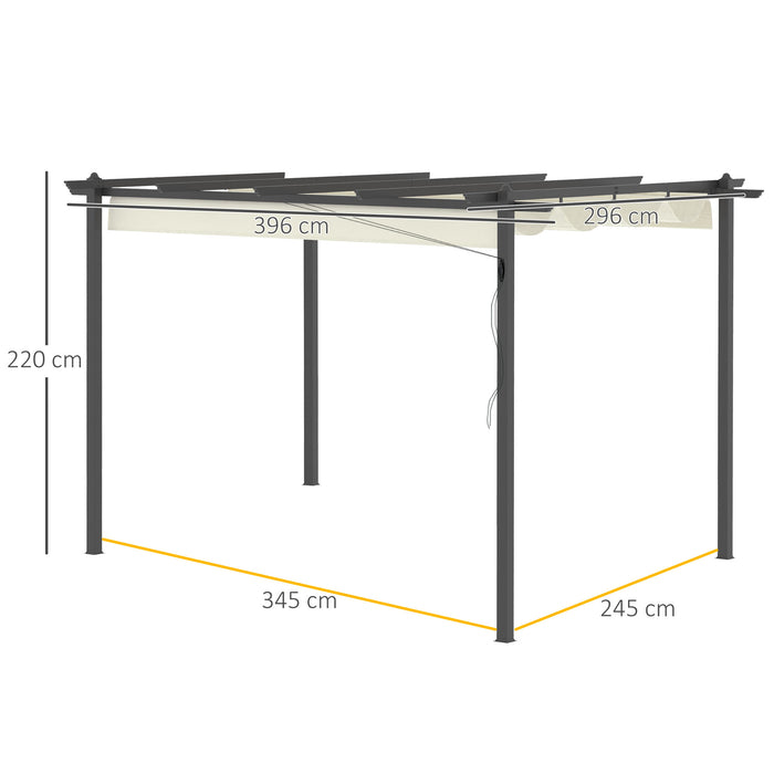 Aluminum Pergola Gazebo - 4x3 Meter Garden Shelter with Retractable Roof, Cream White - Ideal for Outdoor Patio Enhancement