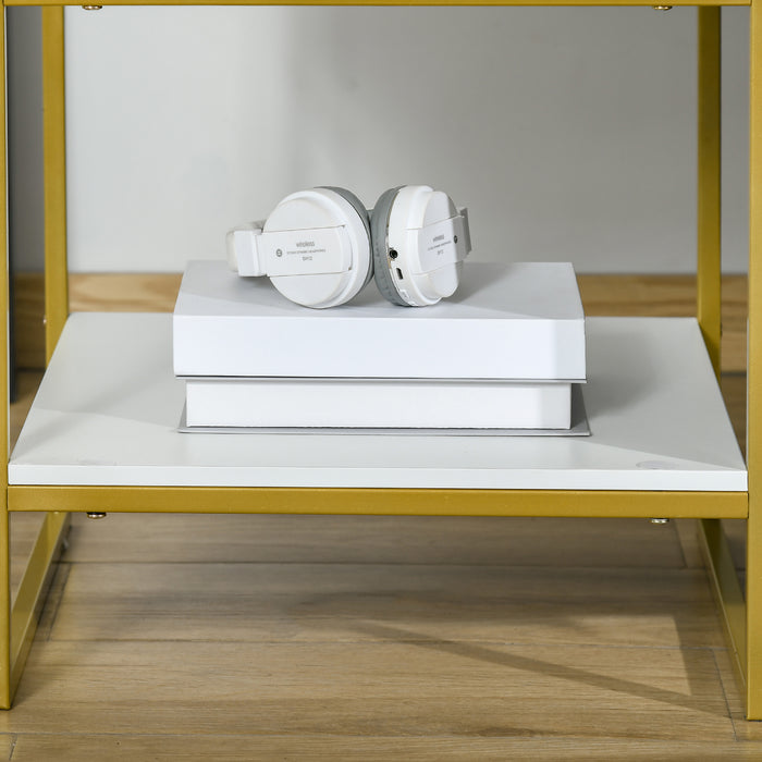 Modern Bedside Table Pair - Storage-Efficient Nightstands with Drawer and Shelf - Ideal for Bedroom Organization