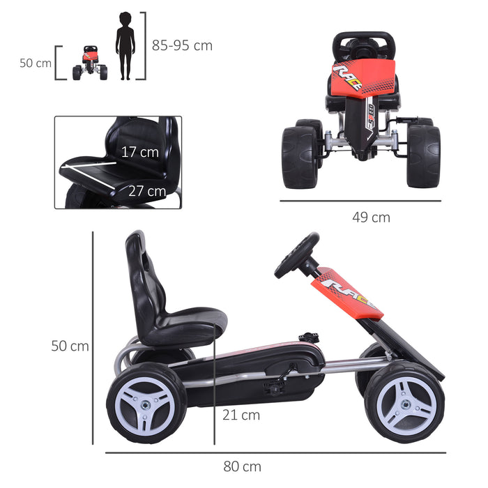 Red & Black Children's Pedal Go Kart - Durable Ride-On Car for Outdoor Fun - Ideal for Kids Aged 3-8 Years