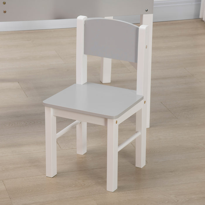 Kids Table & Chair Combo with Built-In Storage - Stylish Grey Furniture Set - Perfect for Playtime and Learning Activities