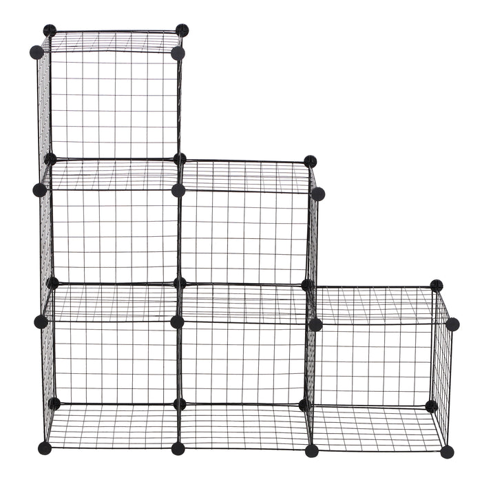 6-Cube Metal Wire Storage Rack - DIY Interlocking Organizer for Living Room, Display Shelves - Ideal for Space-Saving & Clutter-Free Environment