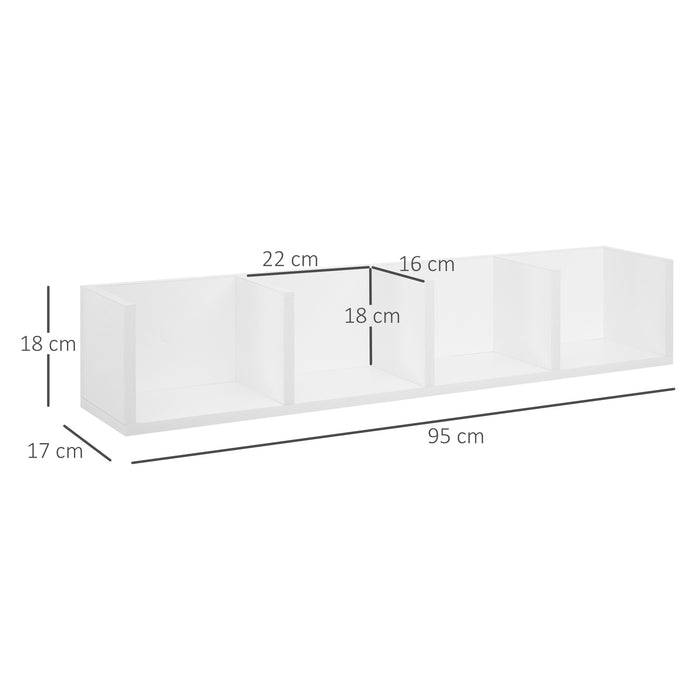 Wall Mount Media Storage Rack - 84 CD / 56 DVD/Blu-ray Capacity with 4 Wooden Cubes and Bookcase Display - Space-Saving Organizer for Movies, Music, and Books