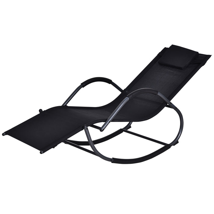 Zero Gravity Rocking Lounge Chair - Patio Texteline Recliner with Padded Pillow, Rocker Design - Comfortable Outdoor Seating for Garden and Backyard Relaxation