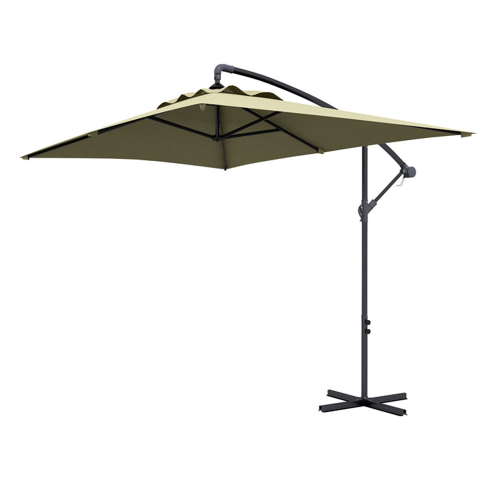 Cantilever Banana Parasol 3x2m with Cross Base - Rectangular Hanging Patio Umbrella with Crank Handle, 6-Rib Design - Stylish Shade Solution for Outdoor Comfort