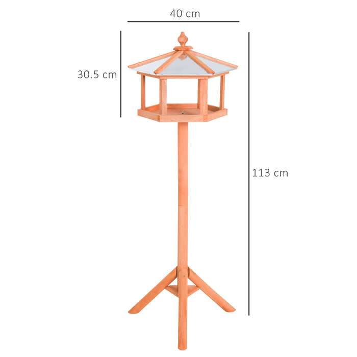 Deluxe Garden Bird Feeder Stand - 113cm Tall Wooden Feeding Station and Parrot Table - Ideal for Attracting Wild Birds and Pet Enrichment