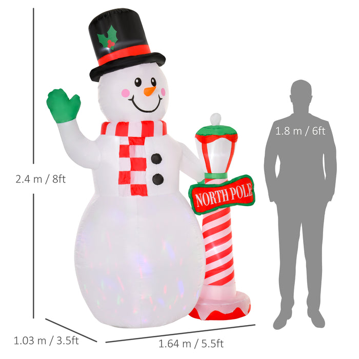 Inflatable Snowman with Street Lamp - 2.4m Festive Holiday Display, Illuminated for Home & Garden Decor - Ideal for Outdoor Parties and Lawn Ornaments