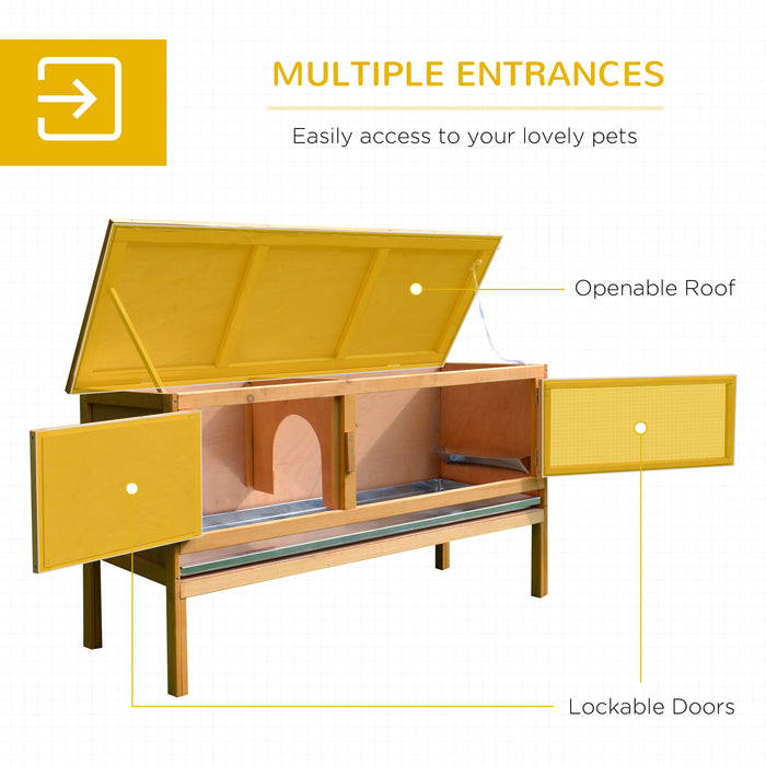 Deluxe Wooden Rabbit Hutch - Spacious Outdoor Cage with Hinged Top and Slide-Out Tray for Easy Cleaning - Ideal for Guinea Pigs, Bunnies, and Other Small Animals