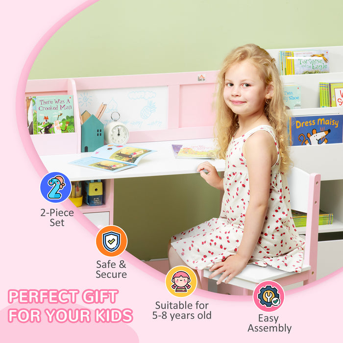 Kids Playtime Furniture - Two-Piece Pink Table and Chair Set with Whiteboard Top - Perfect for Creative Toddlers