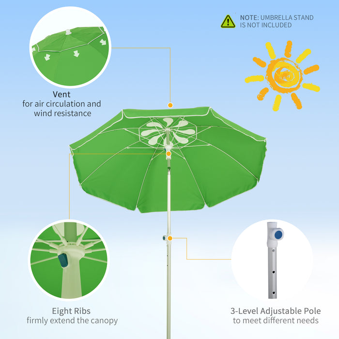 Arc 1.9m Pointed Beach Umbrella - Adjustable Tilt, Portable UV Protection with Carry Bag - Ideal for Outdoor Patio and Beachside Relaxation