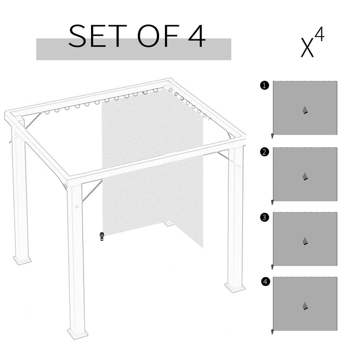 Universal 3x3m Gazebo Sidewall Set with 4 Panels - Includes Hooks and C-Rings, Perfect for Pergolas and Cabanas - Light Grey, Outdoor Privacy and Shelter Solution