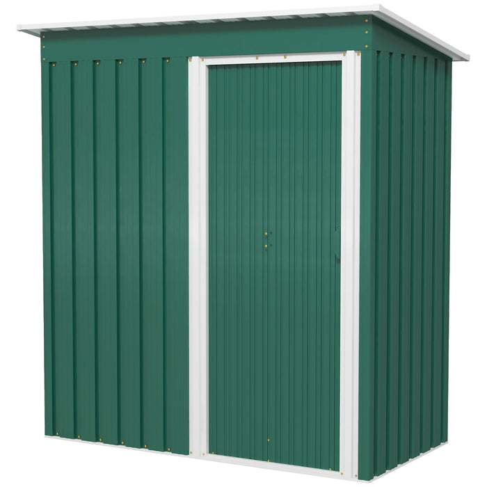 Garden Storage Shed 5x3ft - Sloped Roof and Sliding Door for Easy Access - Outdoor Equipment and Tool Organization, Green