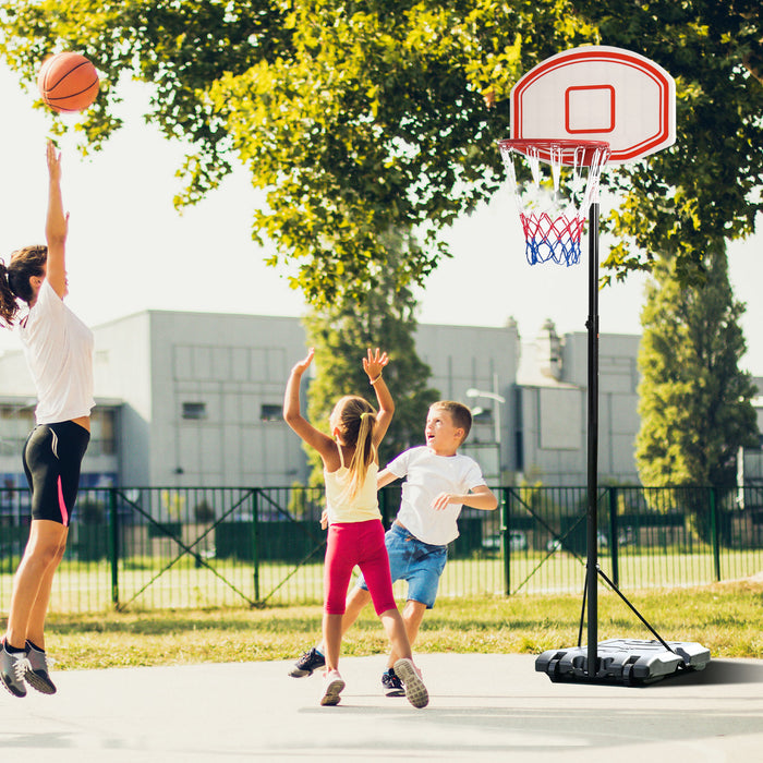 Adjustable Portable Basketball Hoop Stand - 175-215cm Height, Sturdy Rim, Large Wheels & Stable Base - Ideal for Outdoor Family Sports and Recreation