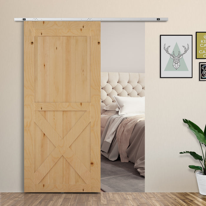 HOMCOM 6FT Sliding Barn Door Hardware - Sturdy Track Kit for Single Wooden Door, Easy-Glide System - Ideal for Closet Renovation & Space-Efficient Home Design