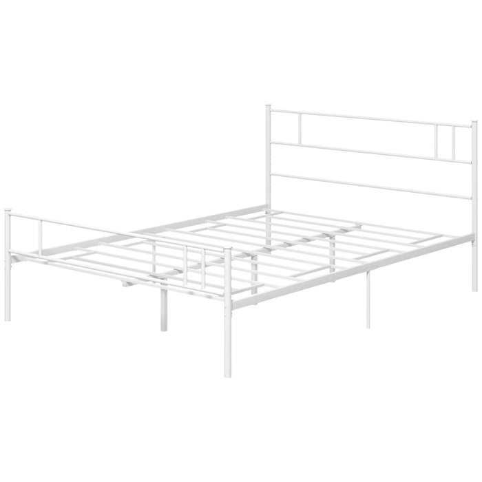 Double Bed Frame with Headboard & Footboard - Sturdy Metal Construction, Slat Support & Underbed Storage - Bedroom Furniture for Space Efficiency