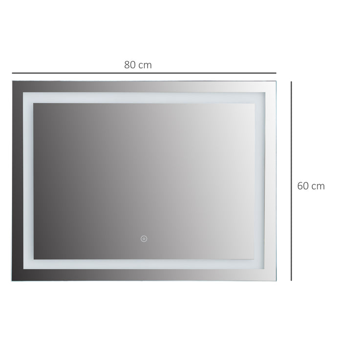 LED Vanity Mirror for Bathroom - 80x60cm Wall Mounted Illuminated Mirror with Touch Switch - Enhances Home Decor and Lighting for Grooming