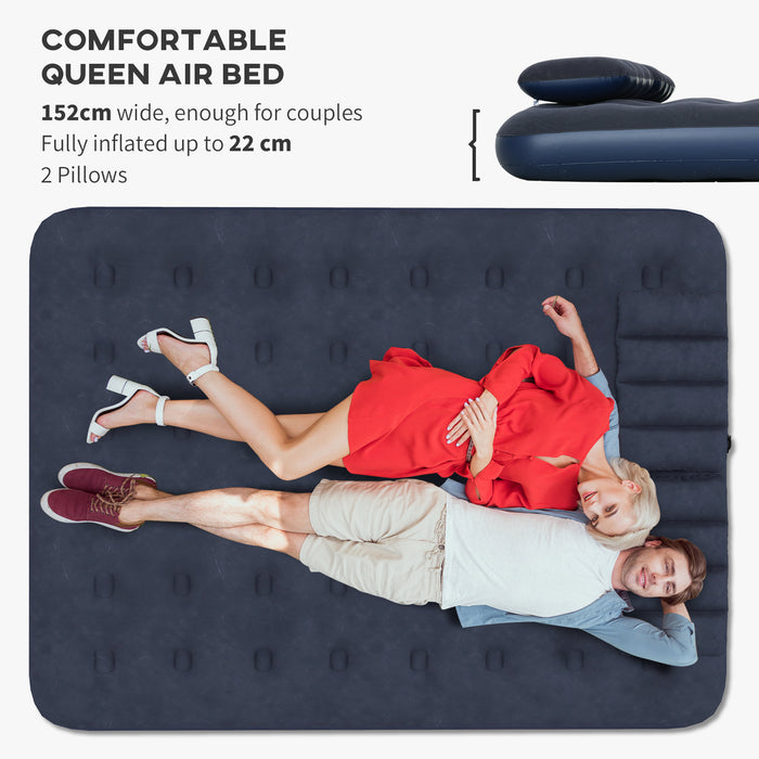 Inflatable Queen Air Mattress - Sturdy and Comfortable with Easy Manual Hand Pump - Perfect for Overnight Guests and Camping Adventures