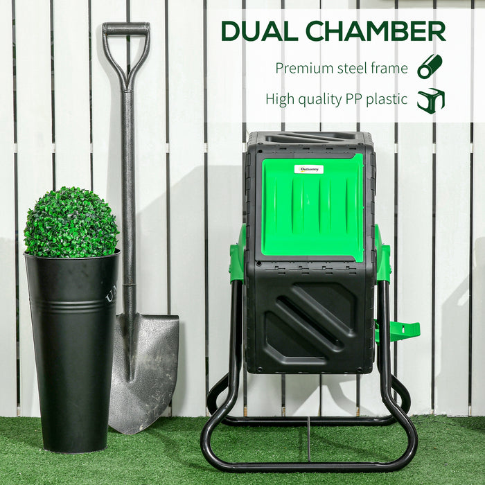 Garden Compost Wizard - 65L Single Chamber Rotating Composter with 48 Air Vents and Steel Stand - Ideal for Eco-Friendly Waste Management