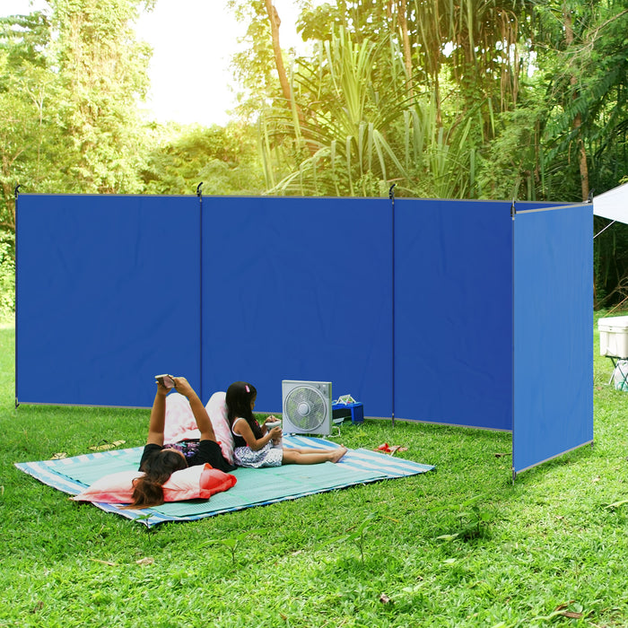 Beach Wind Shield Shelter with Steel Poles - 5-Pole 540cm x 150cm Camping Windbreak, Includes Carry Bag - Ideal for Beach Privacy and Caravan Outings