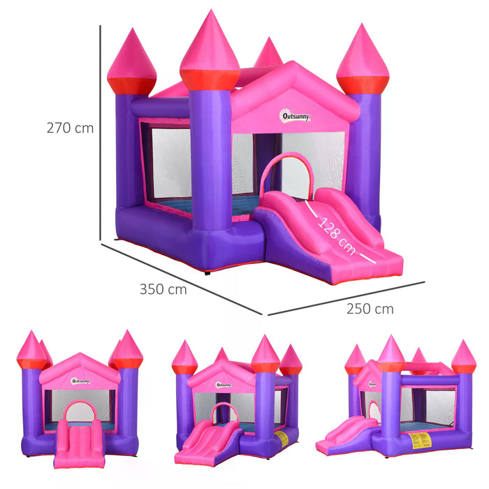 Kids Bounce Castle House - Inflatable Trampoline and Slide Combo with Inflator - Perfect Play Area for Children Aged 3-12 Years, Multicolor, Large Size 3.5 x 2.5 x 2.7m