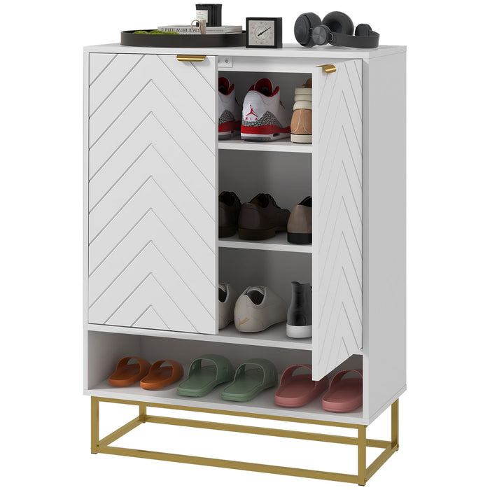 Modern Shoe Storage Cabinet with Open Shelf - Adjustable Racks & 6 Vents, Holds 12 Pairs - Ideal for Home Organization and Clutter Reduction