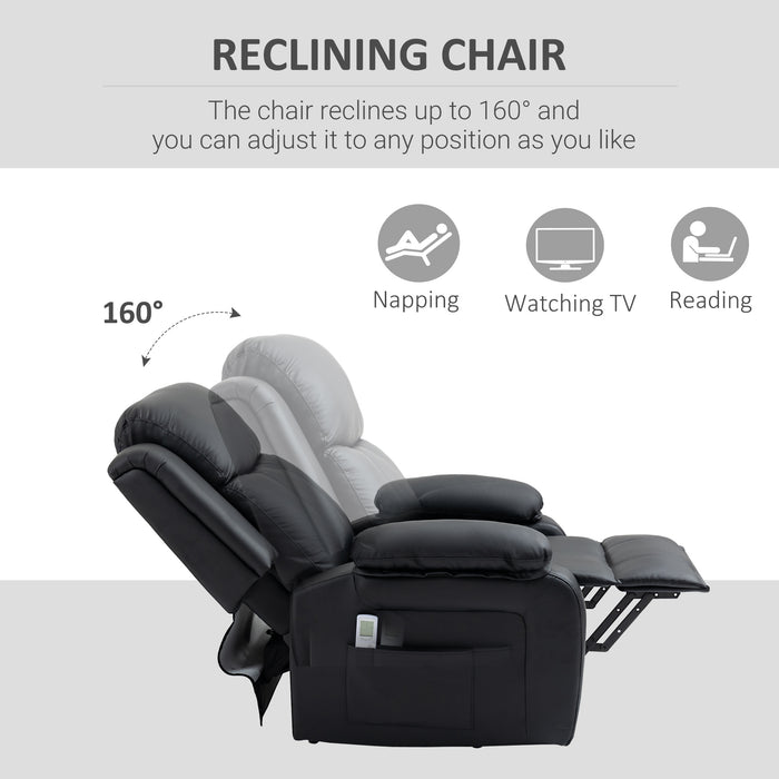 Electric Power Lift Recliner with Massage - Vibration Massage, Remote Control, Side Pocket, Black - Ideal for Elderly and Individuals with Limited Mobility